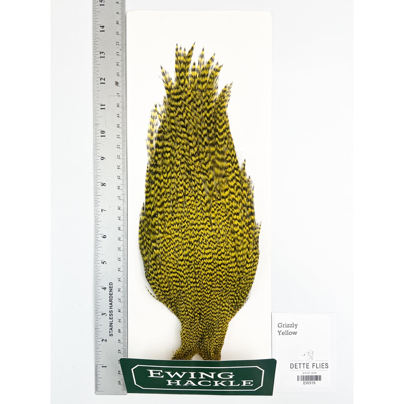 Grizzly dyed Yellow – Ewing Rooster Cape