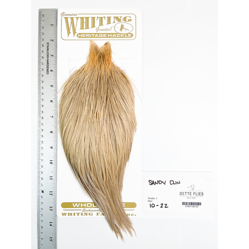 Sandy Dun – Whiting Heritage Hackle Rooster Cape  – Grade 1