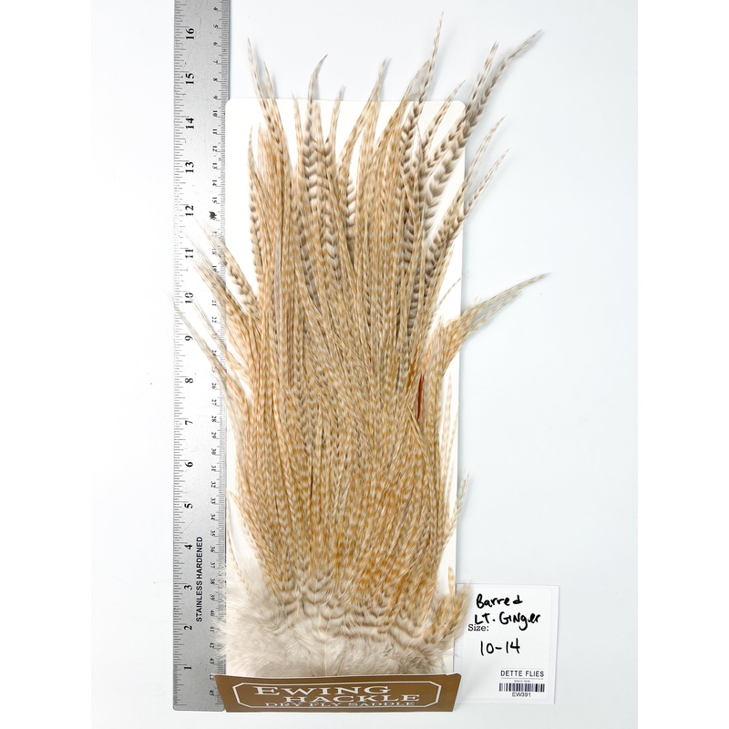 Barred Light Ginger – Ewing Dry Fly Rooster Saddle (391)