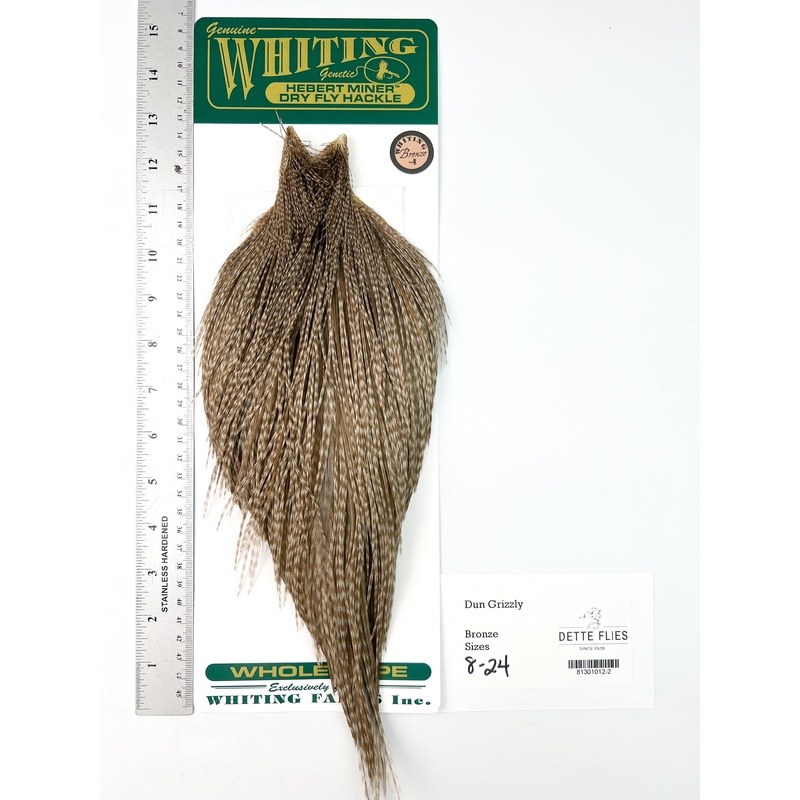 Dun Grizzly – Whiting Hebert Rooster Cape | Bronze Grade