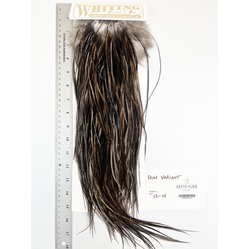 Dun Variant – Whiting Heritage Hackle Rooster Saddle – Grade 3
