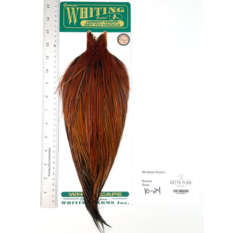 Medium Brown – Whiting Hebert Rooster Cape | Bronze Grade