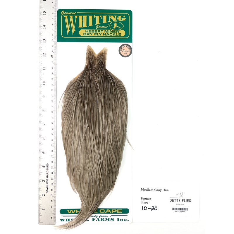 Medium Gray Dun – Whiting Hebert Rooster Cape | Bronze Grade