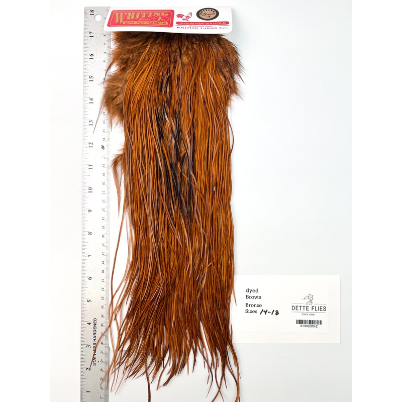 dyed Brown – Whiting Line Rooster Saddle – Bronze Grade