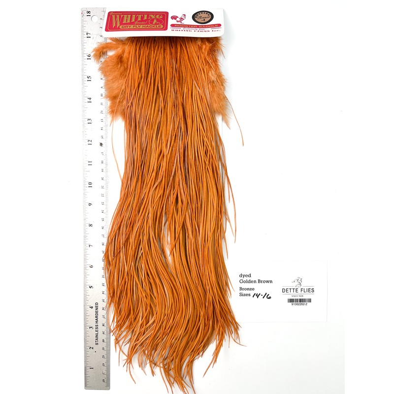 dyed Golden Brown – Whiting Line Rooster Saddle – Bronze Grade