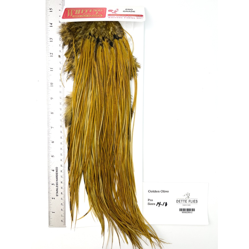 dyed Golden Olive – Whiting Line Rooster Saddle – Pro Grade
