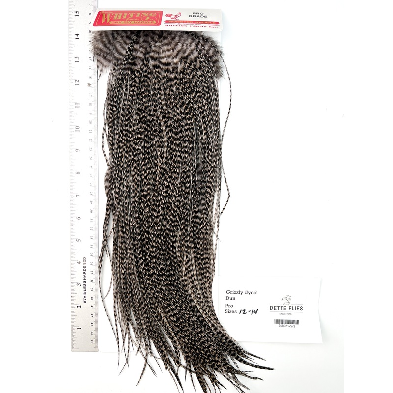 Grizzly dyed Dun – Whiting Line Rooster Saddle – Pro Grade