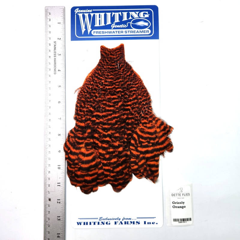 Grizzly dyed Orange – Whiting Freshwater Streamer Hen Cape (#1)
