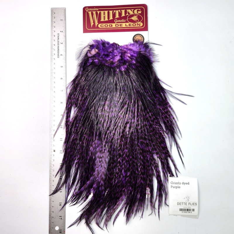 Grizzly dyed Purple – Whiting Coq de Leon Rooster Saddle | Bronze Grade (#2)