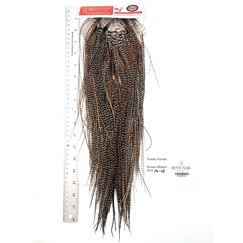 Grizzly Variant – Whiting Midge Line Rooster Saddle – Bronze Grade