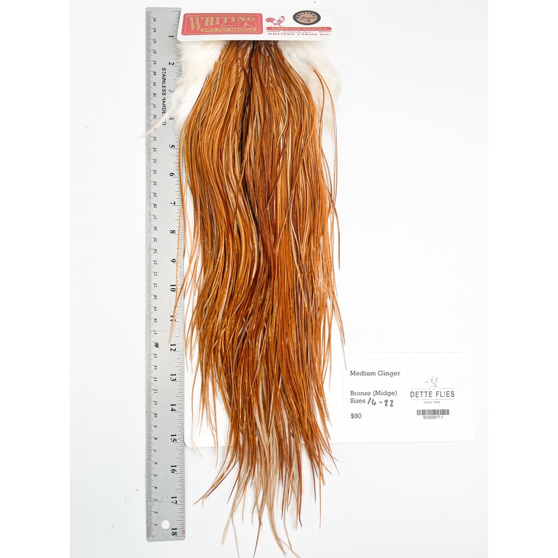 Medium Ginger – Whiting Midge Line Rooster Saddle – Bronze Grade
