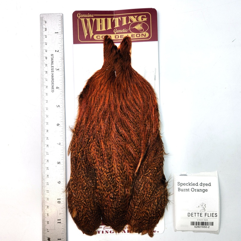 Speckled dyed Burnt Orange – Whiting Coq de Leon Hen Cape (#2)