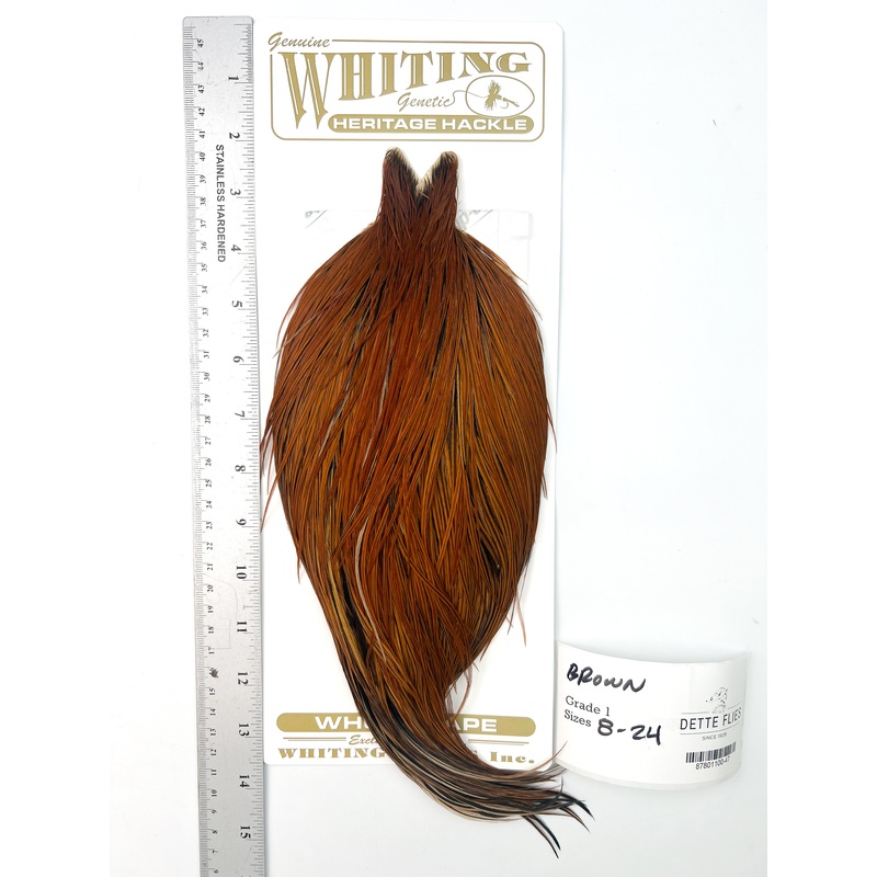 Brown – Whiting Heritage Hackle Rooster Cape – Grade 1 (#47)