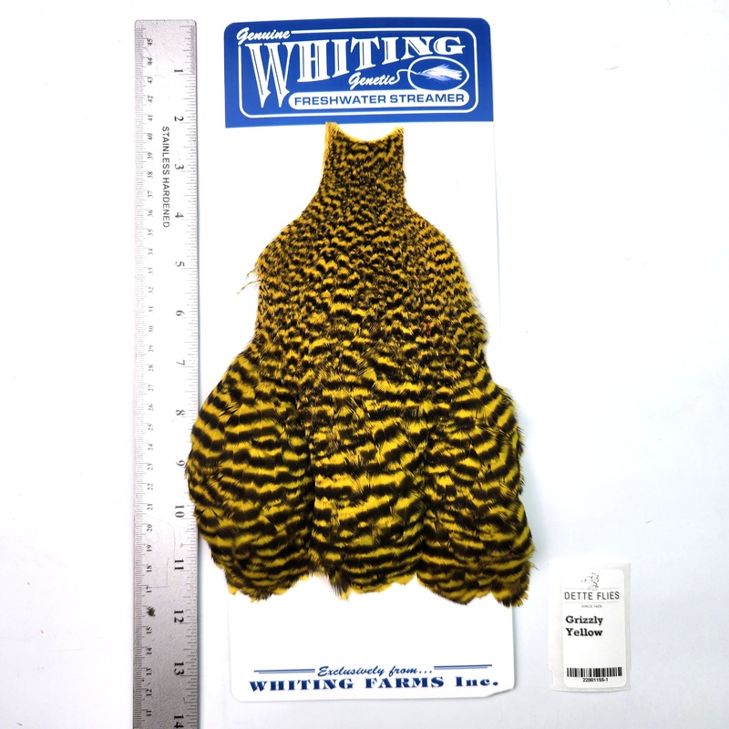 Grizzly dyed Yellow – Whiting Freshwater Streamer Hen Cape (#1)
