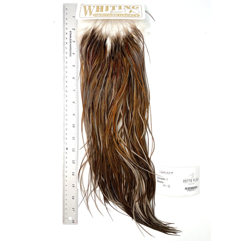 Variant – Whiting Heritage Hackle Rooster Saddle – Grade 1 (#11)