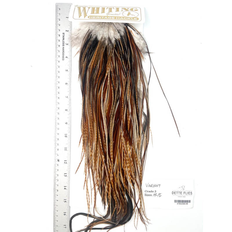 Variant – Whiting Heritage Hackle Rooster Saddle – Grade 3 (#48)