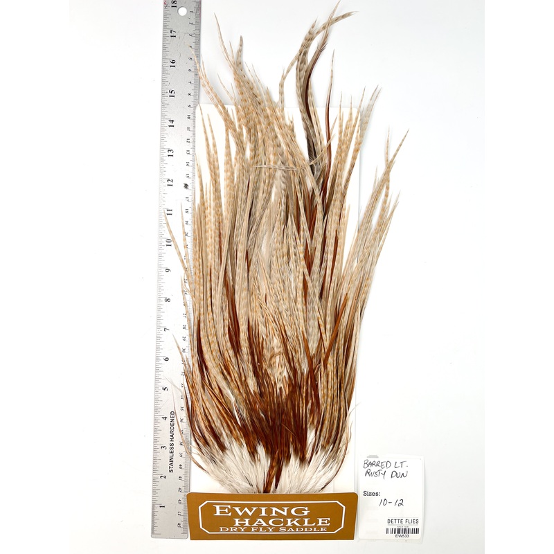 Barred Light Rusty Dun – Ewing Dry Fly Rooster Saddle (533)