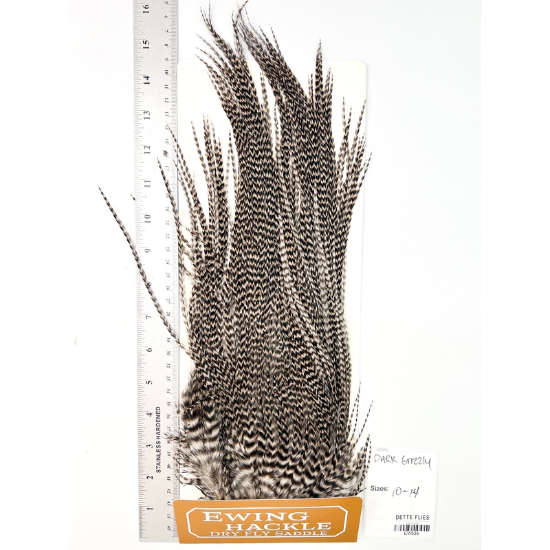 Dark Grizzly – Ewing Dry Fly Rooster Saddle (535)