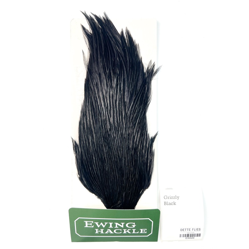 Grizzly dyed Black – Ewing Rooster Cape (589)