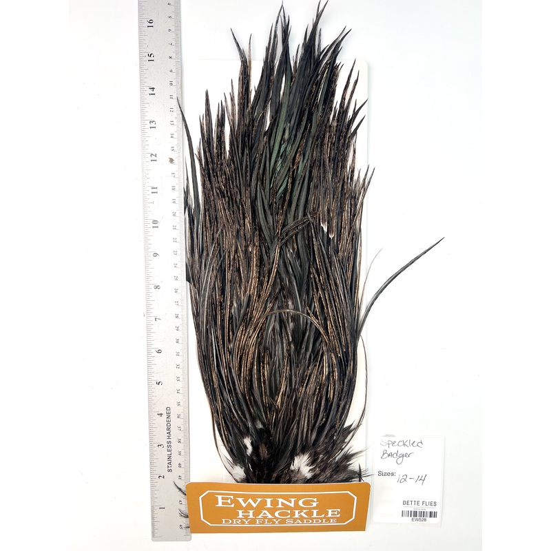 Speckled Badger – Ewing Dry Fly Rooster Saddle (528)