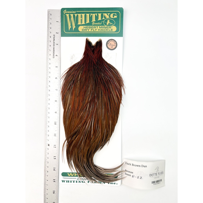 Dark Brown Dun – Whiting Hebert Rooster Cape | Bronze Grade (#4)
