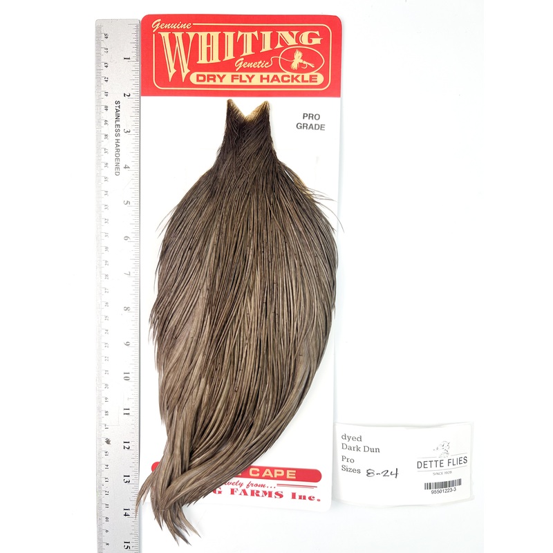dyed Dark Dun – Whiting Line Rooster Cape – Pro Grade (#3)