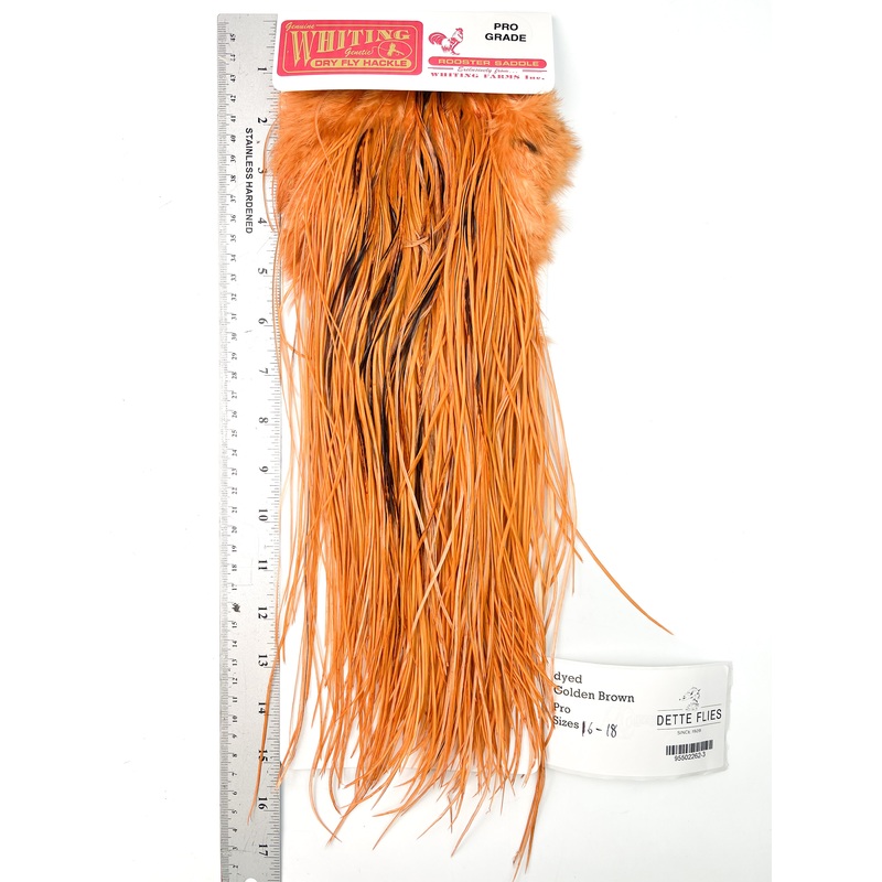 dyed Golden Brown – Whiting Line Rooster Saddle – Pro Grade (#3)