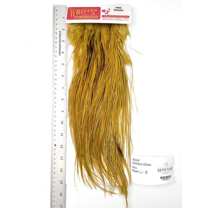 dyed Golden Olive – Whiting Line Rooster Saddle – Pro Grade (#4)