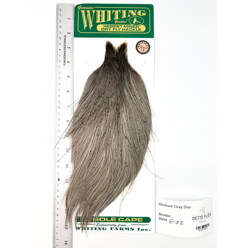 Medium Gray Dun – Whiting Hebert Rooster Cape | Bronze Grade (#6)