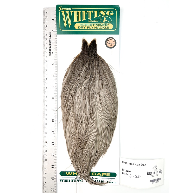 Medium Gray Dun – Whiting Hebert Rooster Cape | Bronze Grade (#7)