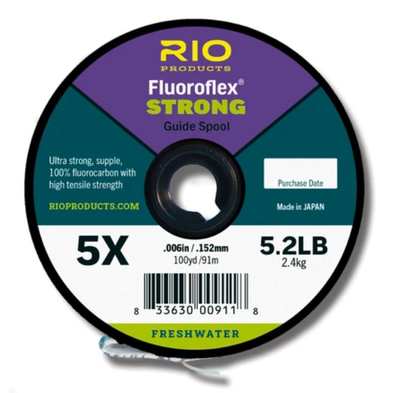 Rio Fluoroflex Strong Tippet|0x – 15.5x|1x – 13.3lb|2X – 11.2lb|3X – 8.8lb|4x – 7.3lb|4.5x – 6.1lb|5x – 5.2lb|5.5x – 4.5lb|6x – 3.8lb|7X – 2.6lb