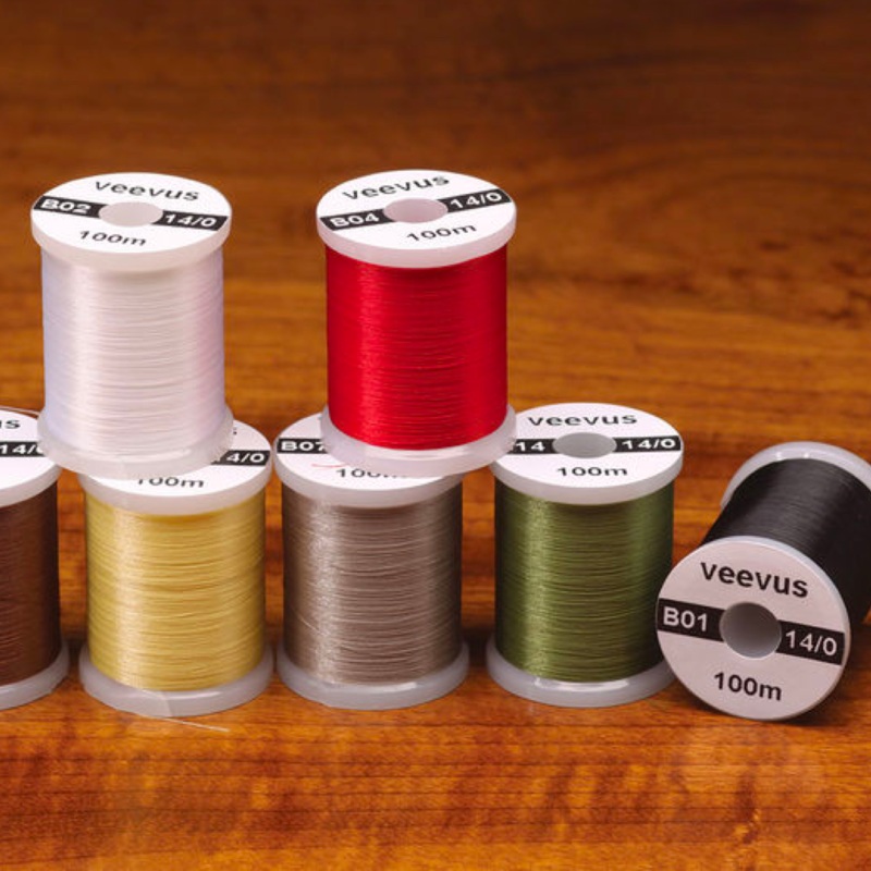 Veevus 14/0 Thread|Dun (14V 106)|Black (14V 11)|Fl. Orange (14V 137)|Fl. Yellow Chartreuse (14V 143)|Gray (14V 165)|Lt Cahill (14V 206)|Lt Olive (14V 212)|Olive (14V 263)|Rusty Brown (14V 323)|Tan (14V 369)|White (14V 377)|Brown (14V 40)