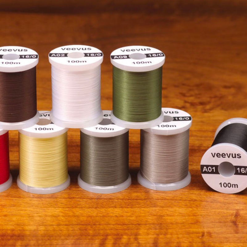 Veevus 16/0 Thread|Dark Tan (16V 102)|Dun (16V 106)|Black (16V 11)|Gray (16V 165)|Lt Cahill (16V 206)|Lt Olive (16V 212)|Olive (16V 263)|Olive Dun (16V 266)|Tan (16V 369)|White (16V 377)|Brown (16V 40)|Fl. Orange (16V 137)|Fl. Yellow Chartreuse (16V 143)|