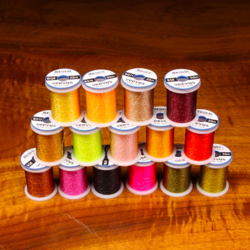 Veevus Body Quill Thread|Olive (BQ 5)|Lt Olive (BQ 3)|Tan (BQ 11)|Black (BQ 1)|Gold (BQ 4)|Brown (BQ 8)|Golden Brown (BQ 13)|FL Chartreuse (BQ 16)|Fl Hot Pink (BQ 12)|Fl Orange (BQ 14)|Yellow (BQ 383)