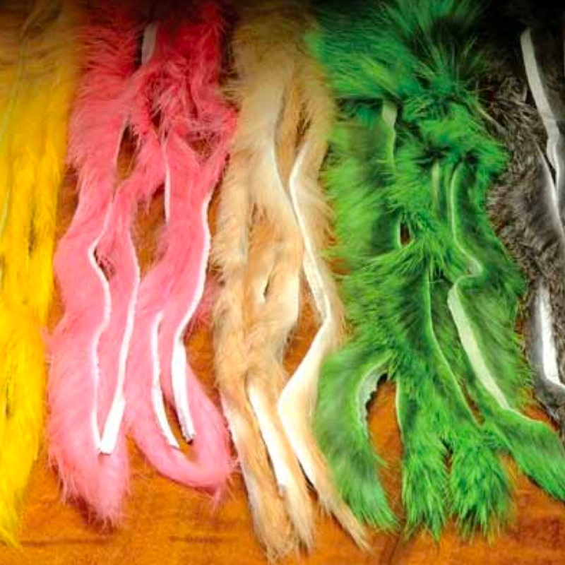Wapsi Rabbit Zonkers Thin Cut|Tan (RT041)|Black (RT100)|Flesh (RT276)|Fl. Chartreuse (RT509)|Orange (RT012)|White (RT201)|Red (RT056)|Barred Tan (RZS041)|Shrimp Pink (RT178)