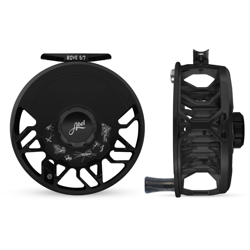 Abel Rove 5/7 Fly Reel – Ported Basic Black Finish / Basic Black Drag Knob with Freshwater Drag Plate & Ebony Wood Handle