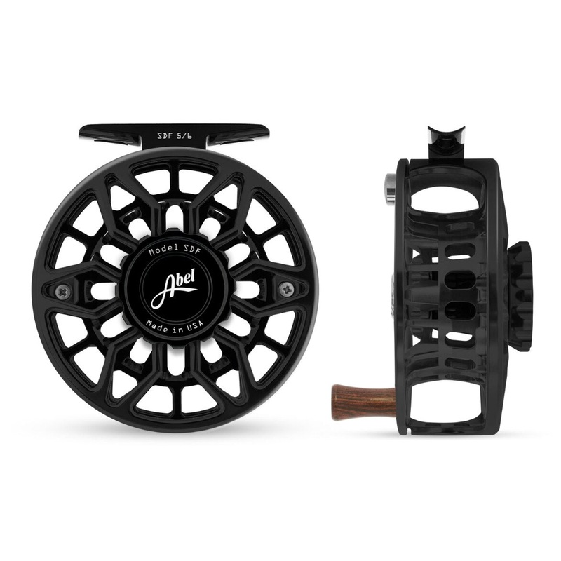 Abel SDF 5/6 Fly Reel – Ported Black / Black Drag Knob & Rosewood Handle