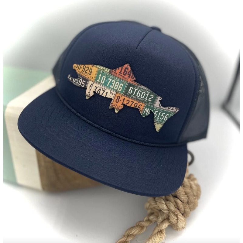 Cody’s Fish Colorado Brown Trout License Plate Patch Foamie – Navy Blue