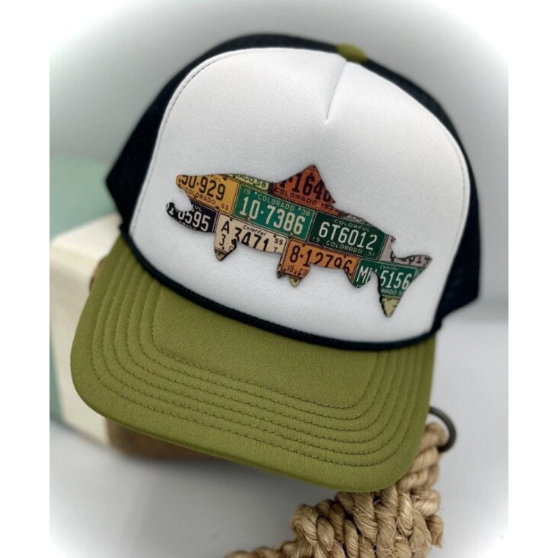 Cody’s Fish Colorado Brown Trout License Plate Patch Foamie – Olive / White
