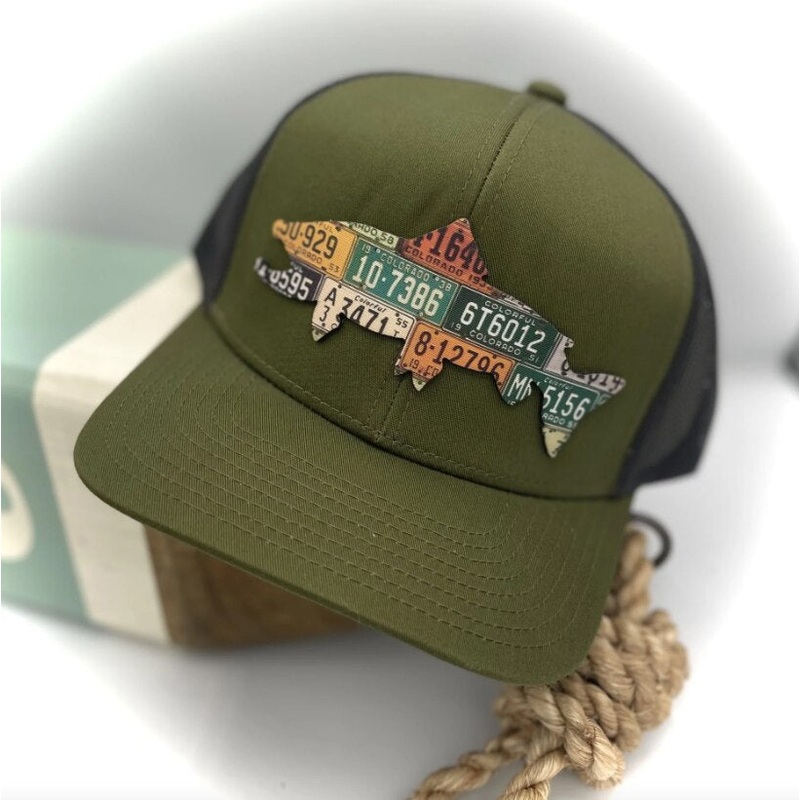 Cody’s Fish Colorado Brown Trout License Plate Patch Trucker – Olive / Black