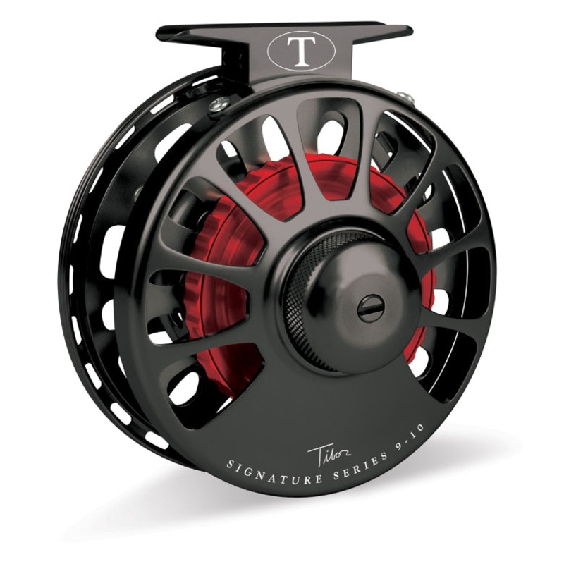 Tibor Signature Series 9-10 Fly Reel – Aqua / Royal Blue Hub – Graphite Nameplate, Reel Foot & Stop Nut + Permit Engraving