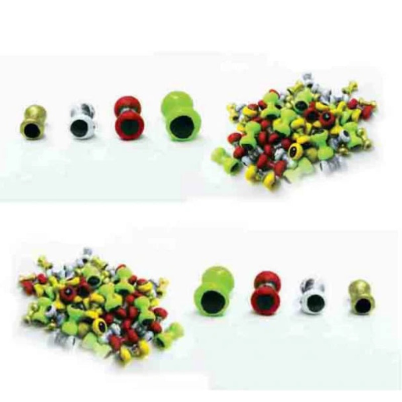 Wapsi Painted Dumbbell Eyes|Fluorescent Chartreuse|Pearl|Red|Yellow|Large|Mini|XS|Small|Medium