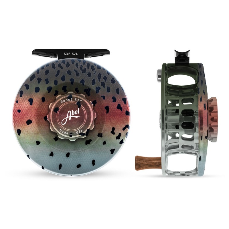 Abel SDF 5/6 Fly Reel – Solid Native Rainbow / Native Rainbow Drag Knob & Walnut Handle