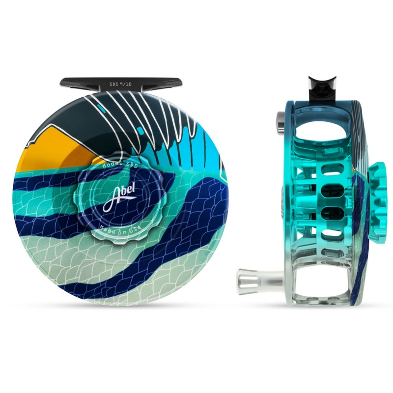 Abel SDS 9/10 Fly Reel – Solid – Roosterfish Finish and Drag Knob with Platinum Handle