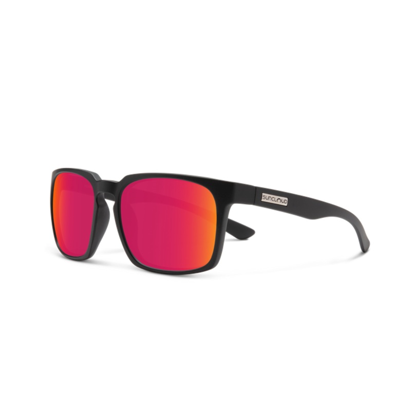 Suncloud Hundo Sunglasses – Matte Black + Polarized Red Mirror