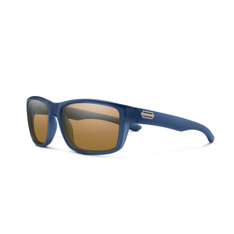 Suncloud Mayor Sunglasses – Matte Crystal Denim + Polarized Brown