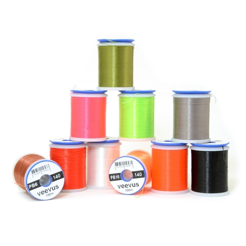 Veevus 140 Power Thread|Black|Brown|Fluorescent Chartreuse|Fluorescent Pink|Fluorescent Fire Orange|Gray|Olive|Red|White|Fluorescent Orange