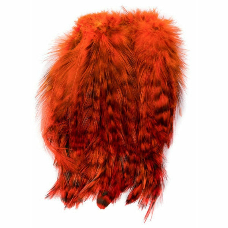 Barred Strung Neck Hackle – FL Fire Orange