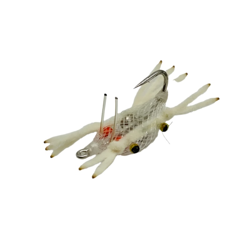 FlyMen Fish Co. Alphlexo Crab – Clear w/Orange Hotspot – Size 6