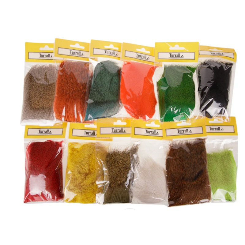 Turrall Deer Hair|Black|Blue|Dark Brown|Fl. Orange|Green|Lime Green|Natural Brown|Orange|Purple|Red|White|Yellow|Olive|Brown (Light)|Brown (Golden)